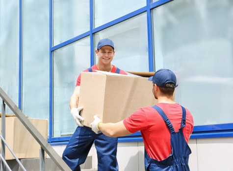 Removal van being loaded with household items during a UK move