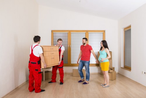 Removal team preparing equipment and load planning before a move