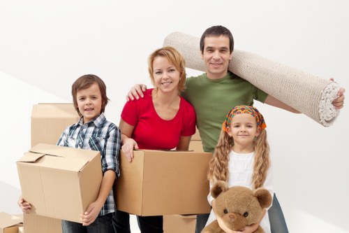 Packed household items ready for removals in Westend