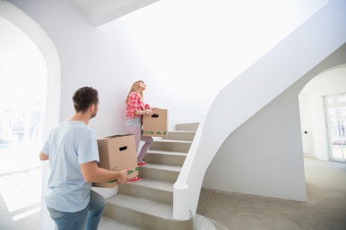 Final stage of a smooth move with items ready for unpacking in a new space