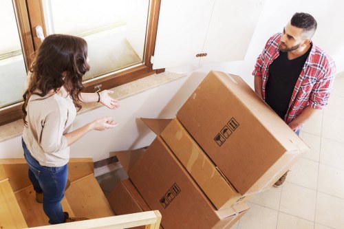 Planning a moving truck in Westend with packed boxes