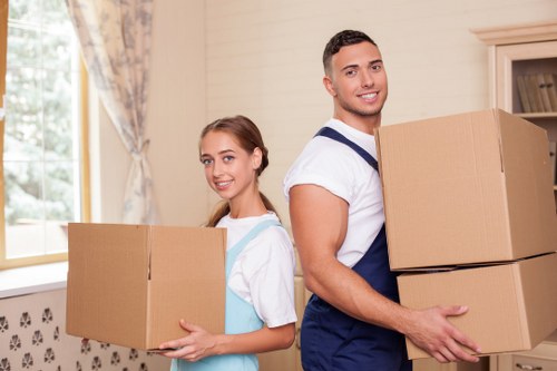 Household packing boxes prepared for relocation in Westend