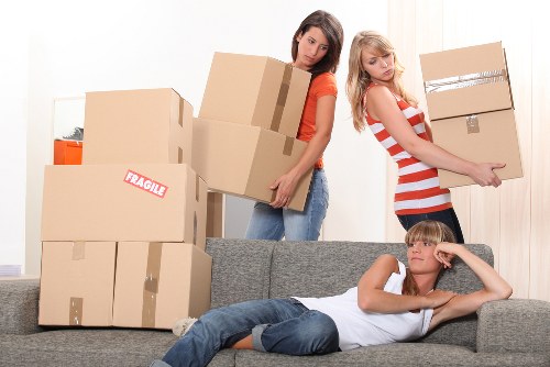 Boxes and packaging separated for recycling after a move